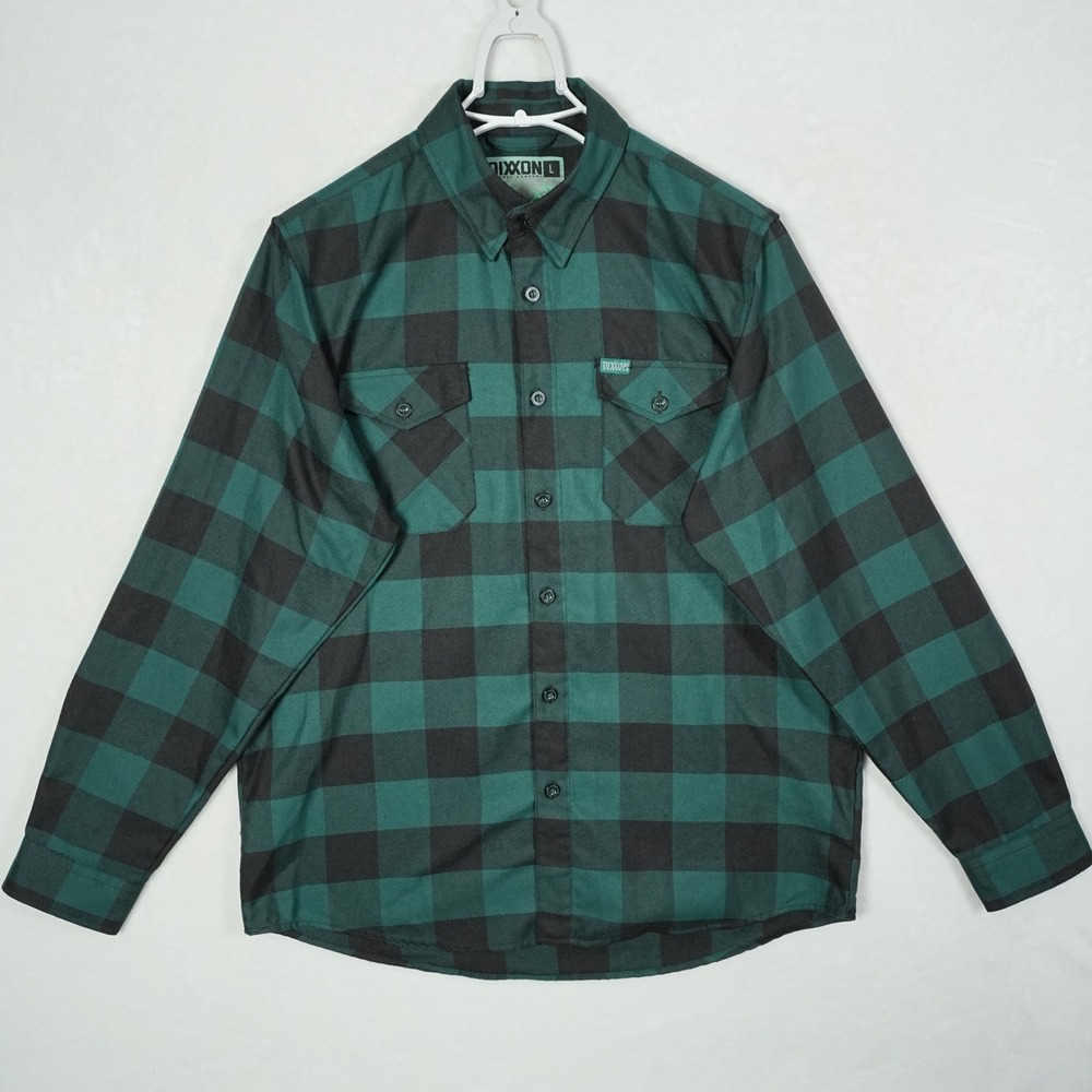 Dixxon Flannel Co Evergreen Green Black Buffalo Plaid D-Tech Shirt Mens Large - Picture 2 of 8